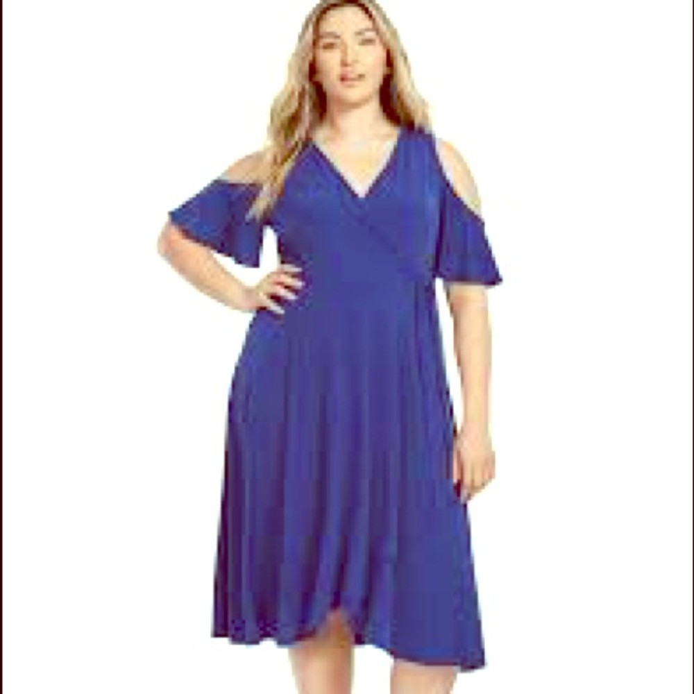Cobalt blue midi wrap dress